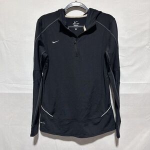 Nike Dri Fit Long Sleeve Hooded‎ Activewear 1/4 Zip Jacket Women's Medium Black